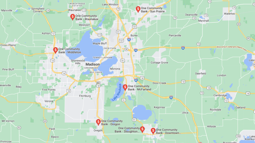 One community bank Dane County locations