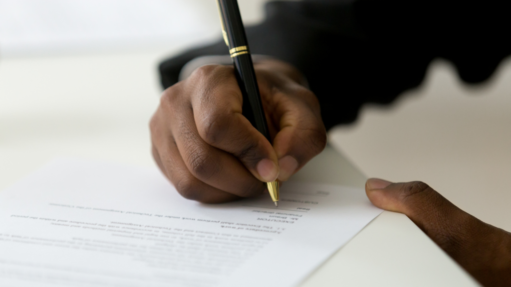 person signing document