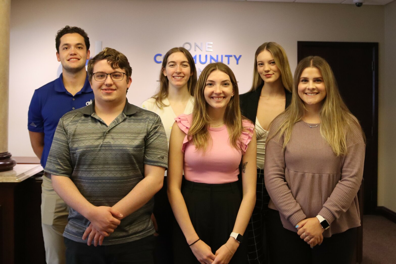 Group photo of 6 OCB interns. From left to right, back row is Peter Seem, Mina Linsenmayer, and Ashley Bindl. Front row is Nick Fendt, Kirsten Oppliger and Izzy Ledbury