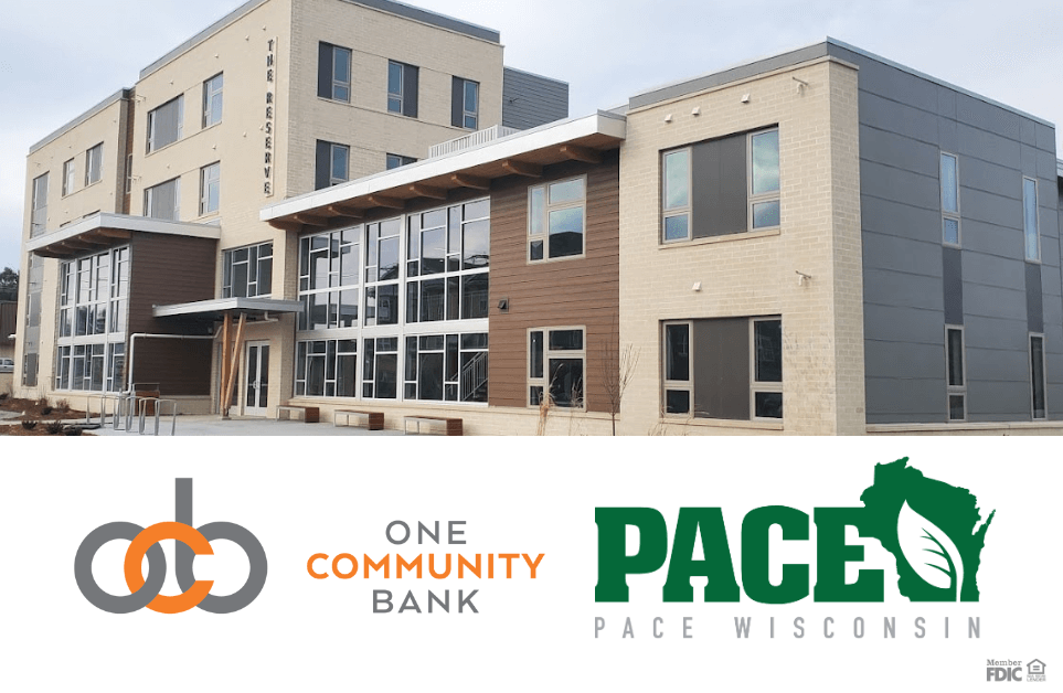OCB and PACE Wisconsin Logo with exterior photo of Reserve Student Apartments building.